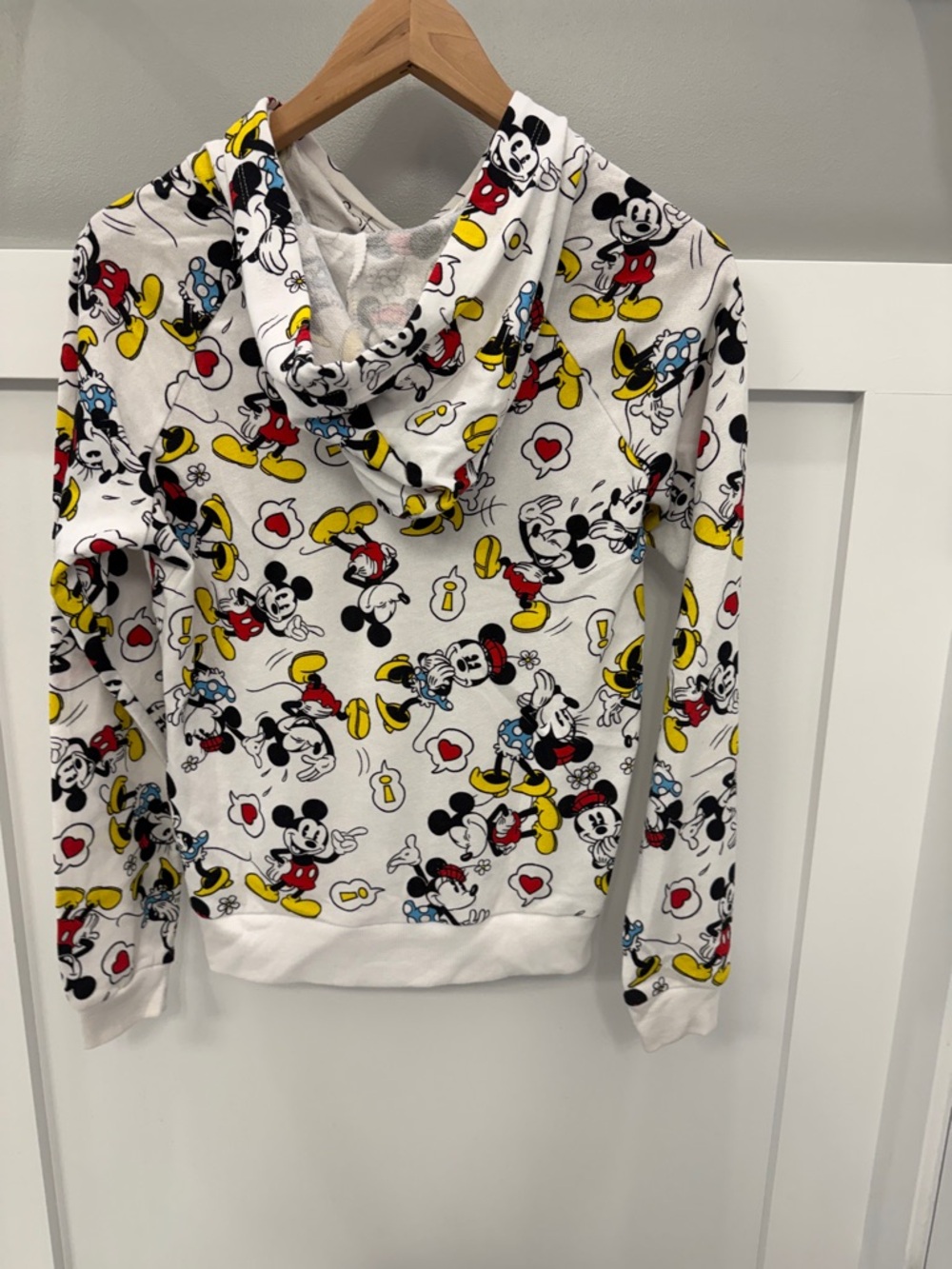 Disney White Mickey & Minnie Allover Print Hoodie Sweatshirt - Picture 4 of 4